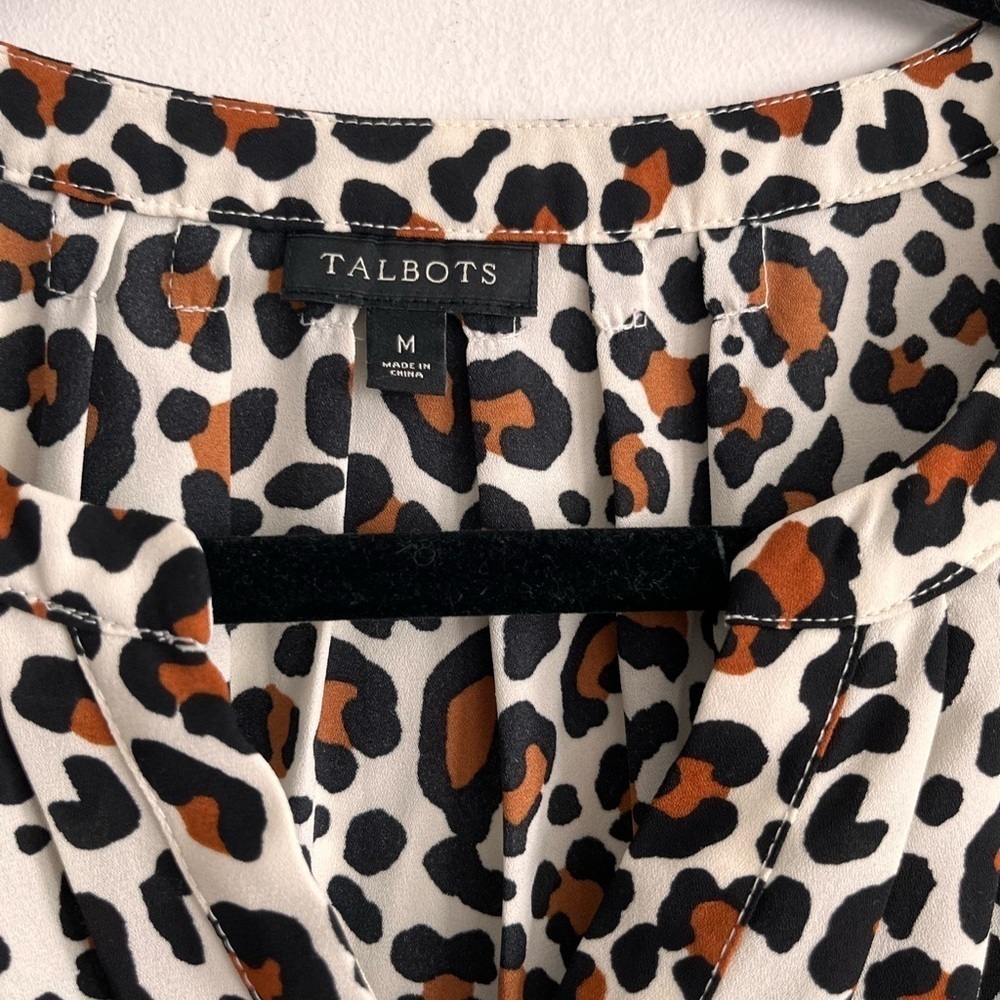 Talbots Leopard Print 1/2 button Long Sleeve Blou… - image 2